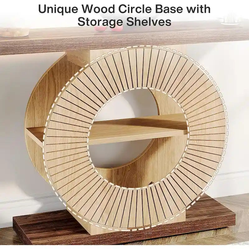 Console de ferme en bois avec étagères de rangement pour salon