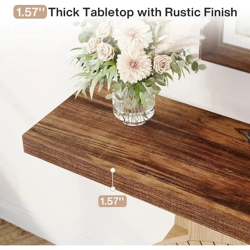 Console de ferme en bois avec étagères de rangement pour salon