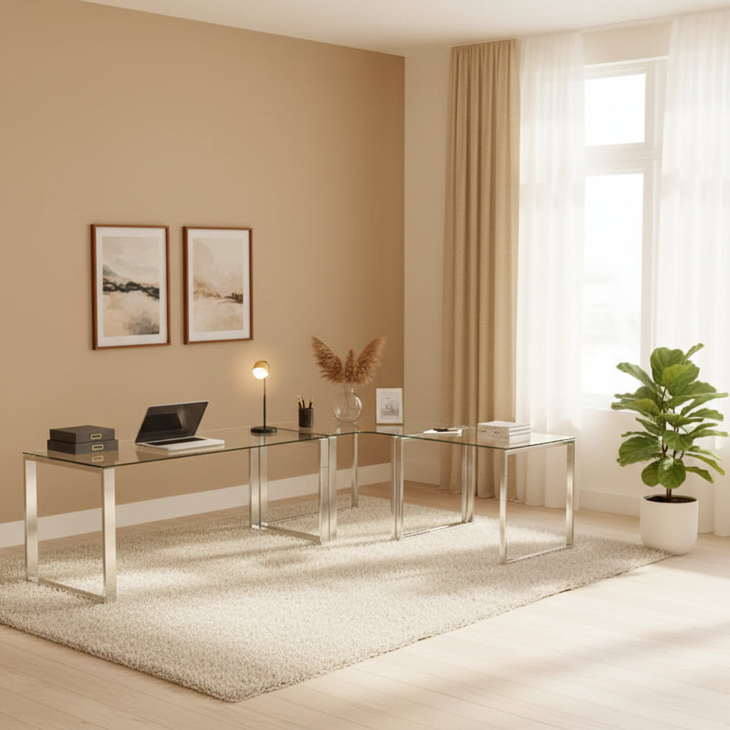 Somette Contemporary L-Shaped Computer Desk Set (Set of 3)